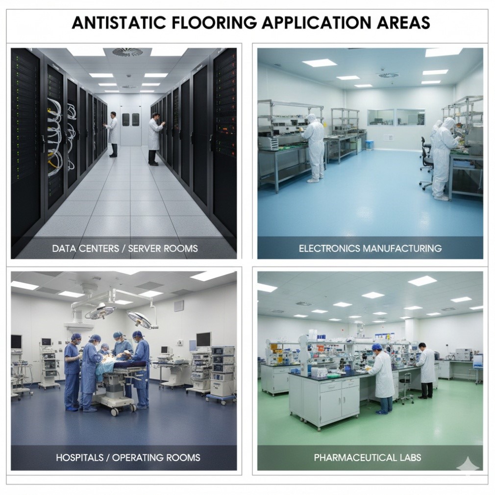 anti static flooring application areas
